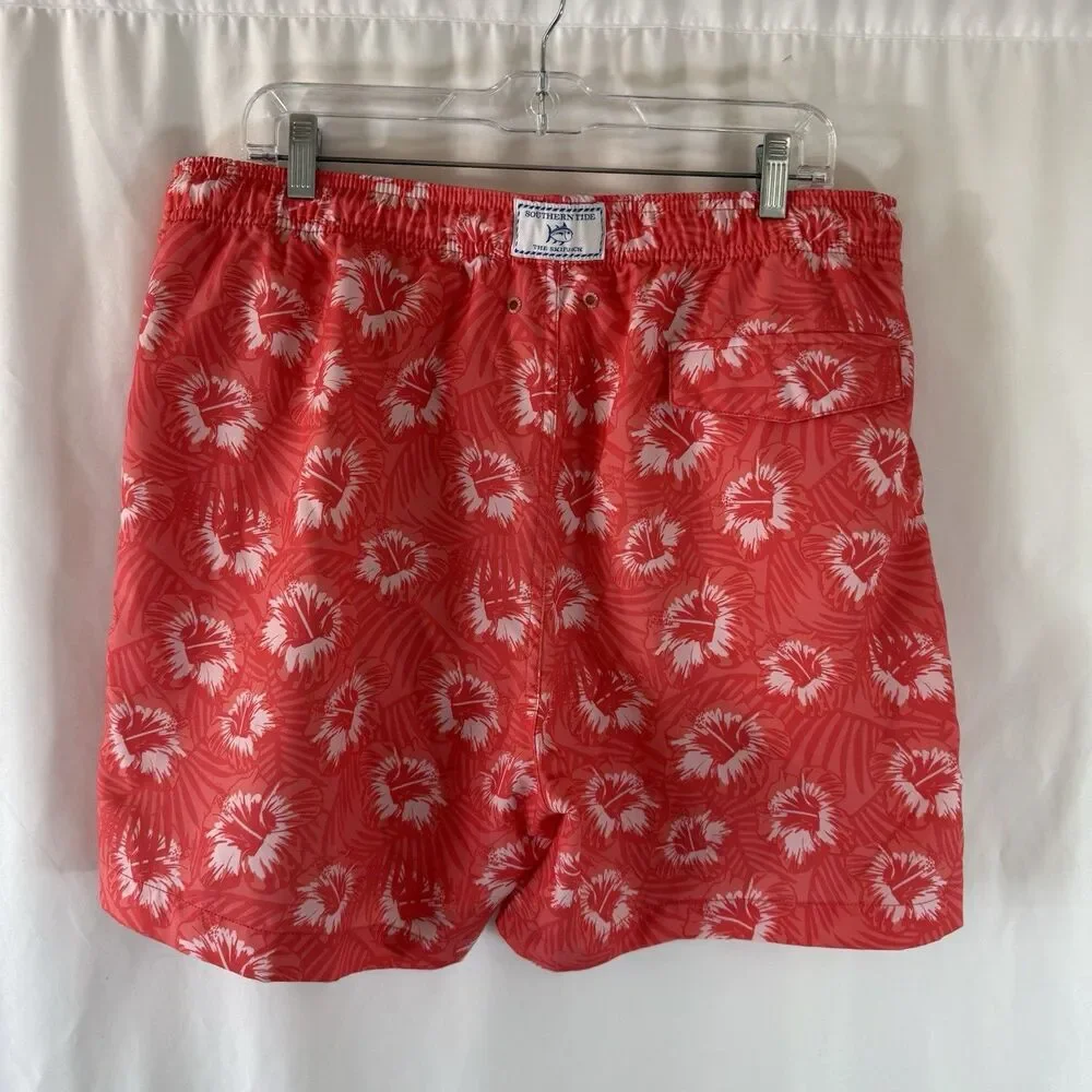Southern Tides Swim Trunk Men's XL Orange Hawaiian Drawstring Mesh Lined